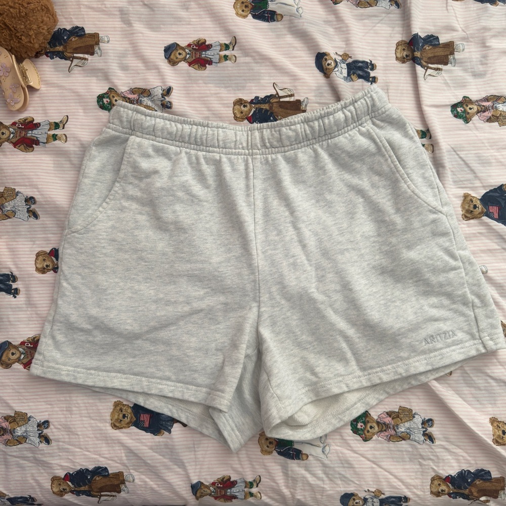 Aritzia Airy Terry Shorts in Heather Cloud White